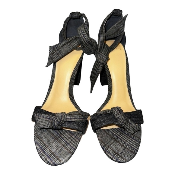 ALEXANDRE Birman Clarita Gray Wool Plaid Check Sandals Block Heels Shoes 9 39 - Picture 4 of 14